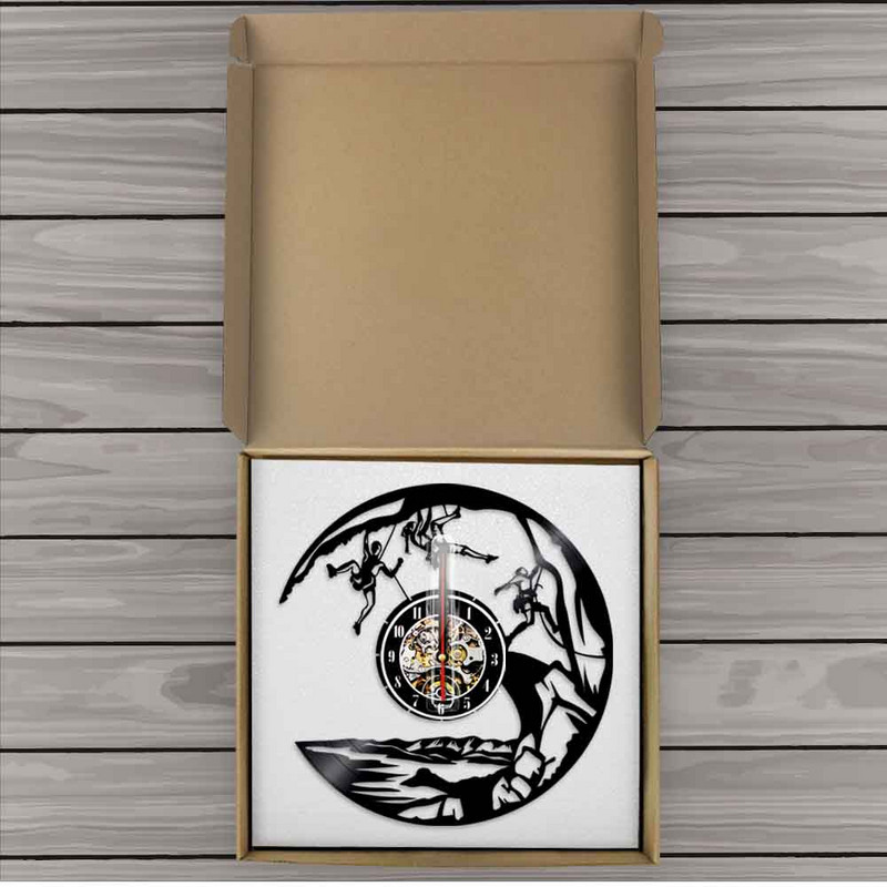 Sziklamászó bakelit lemez falióra Modern sport hegymászó hegymászó szoba fali művészet hegymászó klub dekoráció kvarc óra óra