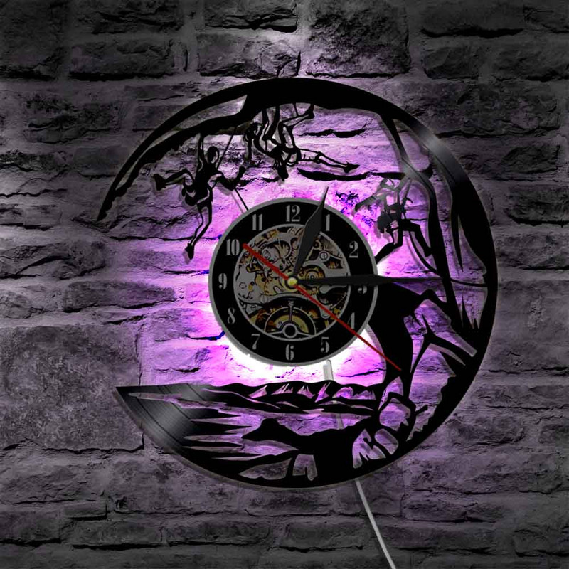 Sziklamászó bakelit lemez falióra Modern sport hegymászó hegymászó szoba fali művészet hegymászó klub dekoráció kvarc óra óra