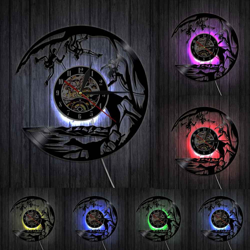 Sziklamászó bakelit lemez falióra Modern sport hegymászó hegymászó szoba fali művészet hegymászó klub dekoráció kvarc óra óra