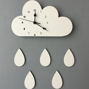 Παιδικό Δωμάτιο Σαλόνι Ρολόι Τοίχου Σύννεφο με Ρολόι Βροχής Ρολόι Τοίχου Χαριτωμένο Mute Ρολόι τοίχου Διακόσμηση σπιτιού
