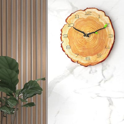 Creative Art Design Ρολόι τοίχου 12 ιντσών Ετήσιο δαχτυλίδι Quartz Wood Grain Μοντέρνο αθόρυβο σαλόνι υπνοδωμάτιο Διακόσμηση σπιτιού