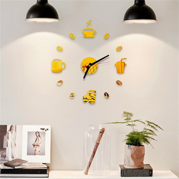 Τρισδιάστατο ψηφιακό ρολόι τοίχου με ακρυλική διακόσμηση DIY Καθρέφτης Αθόρυβο Ρολόι Μοντέρνου Σχεδιασμού Cafe Διακόσμηση τοίχου σπιτιού