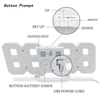 Ψηφιακά ξυπνητήρια LED Ρολόι τοίχου Επιτραπέζια ρολόγια Snooze Ημερολόγιο Θερμόμετρο Ηλεκτρονικό ψηφιακό ρολόι Διακόσμηση σαλονιού
