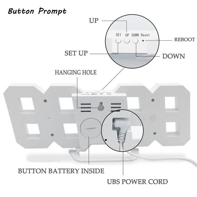 LED skaitmeninis žadintuvas Sieninis laikrodis Stalinis snaudimo laikrodžiai Kalendorius Termometras Elektroninis skaitmeninis laikrodis Svetainės dekoras