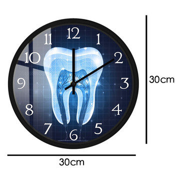 Αφηρημένο μπλε οδοντιατρικό μεταλλικό ρολόι τοίχου για οδοντιατρική κλινική γραφείου Υγιές λευκό δόντι διατομής ανατομίας τέχνης Αθόρυβο ρολόι τοίχου