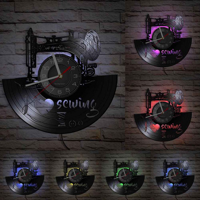 Varrógép Fali művészet Hobbi Fali dekoráció Kézműves szoba dekoráció Bakelit lemez falióra Gyönyörű fali tábla ruhatervezőhöz