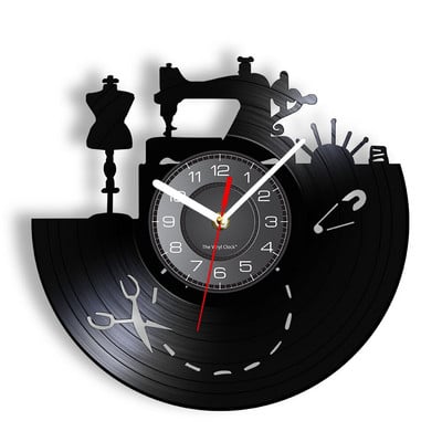 Varrógép Fali művészet Hobbi Fali dekoráció Kézműves szoba dekoráció Bakelit lemez falióra Gyönyörű fali tábla ruhatervezőhöz