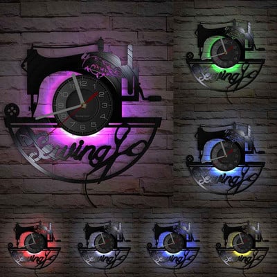 Varrógép Fali művészet Hobbi Fali dekoráció Kézműves szoba dekoráció Bakelit lemez falióra Gyönyörű fali tábla ruhatervezőhöz