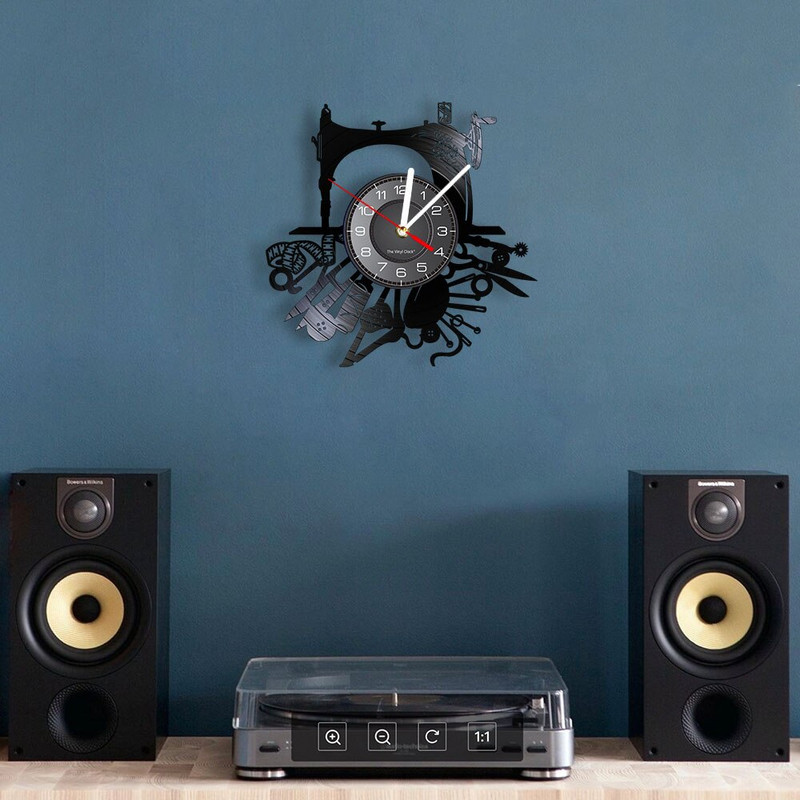 Varrógép Fali művészet Hobbi Fali dekoráció Kézműves szoba dekoráció Bakelit lemez falióra Gyönyörű fali tábla ruhatervezőhöz