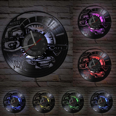 Camper Van Home Decor Ceas de perete personalizat cu logo-ul numelui tău Numărul mașinii Camper van Retro Car Ceas de perete personalizat cu disc de vinil