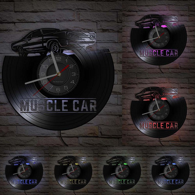 Camper Van Home Decor Ceas de perete personalizat cu logo-ul numelui tău Numărul mașinii Camper van Retro Car Ceas de perete personalizat cu disc de vinil