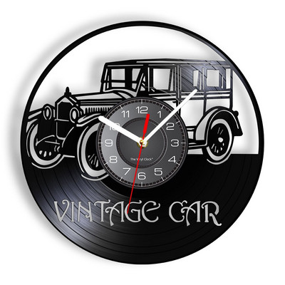 Camper Van Home Decor Ceas de perete personalizat cu logo-ul numelui tău Numărul mașinii Camper van Retro Car Ceas de perete personalizat cu disc de vinil