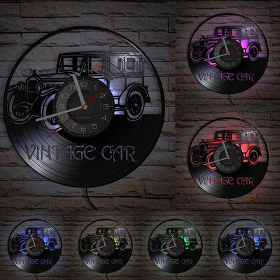 Camper Van Home Decor Ceas de perete personalizat cu logo-ul numelui tău Numărul mașinii Camper van Retro Car Ceas de perete personalizat cu disc de vinil