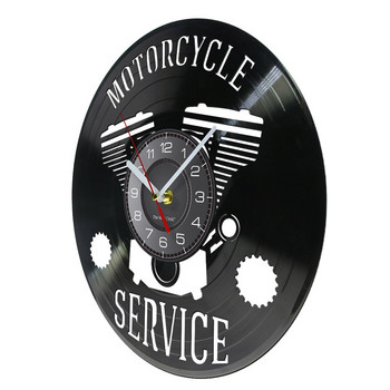Σέρβις μοτοσυκλετών Επαγγελματική κρεμαστή πινακίδα Εργαστήριο Ρολόι τοίχου Επισκευή μοτοσυκλετών Ρολόι δίσκου βινυλίου Γκαράζ Διακοσμητικό ρολόι τοίχου