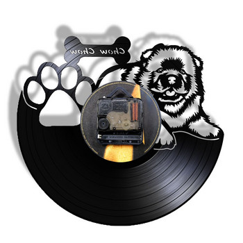 Retro Chow Chow Dog Race Vintage Vinyl Ρολόι τοίχου Chow Chow Puppy Pet Animals Διακοσμητικό ρολόι τοίχου Δώρα για τον λάτρη των σκύλων