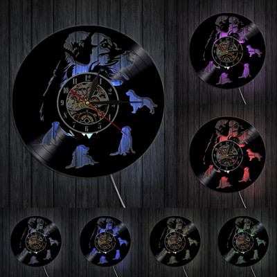 Ceas de perete 3D Câine Labrador Ceas de perete cu disc de vinil Ceas de perete Câine Cățeluș Animal Ceas de ceas Decorare pentru casă Artă de perete