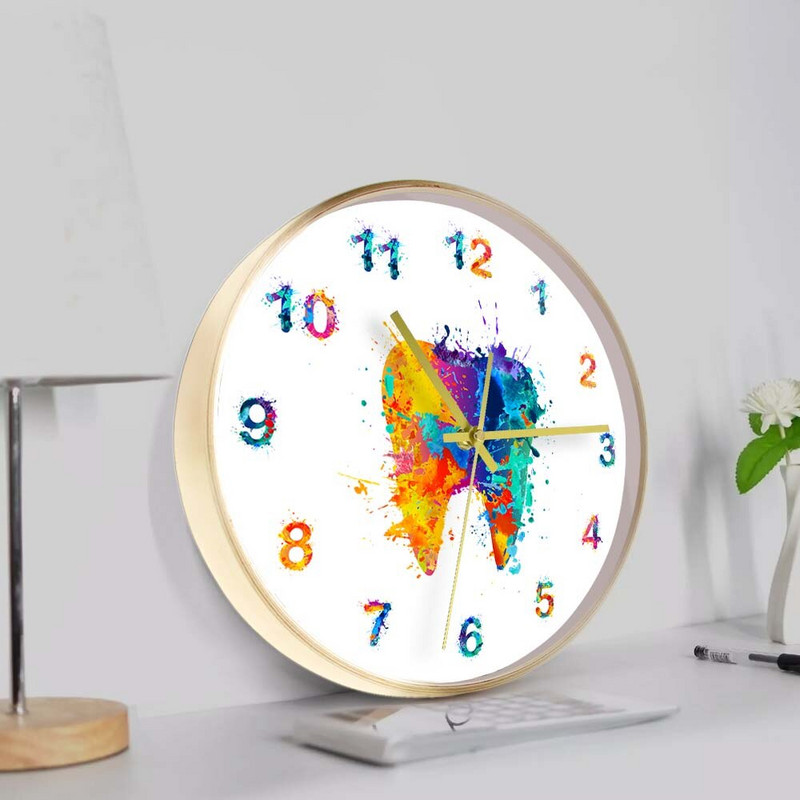 Ceas de perete imprimat în formă de dinte acuarelă, clinică dentară, birou, decor, ceas, stomatologie, ceas de perete, cadou ortodont