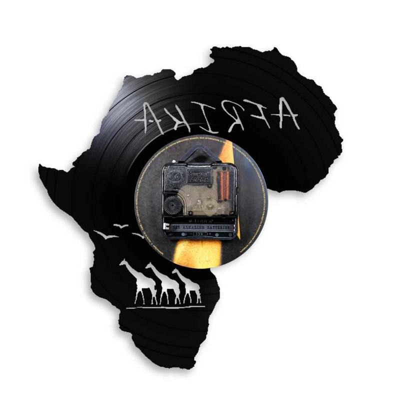 Afrikai bakelit lemezes falióra lakberendezési művészet fali függőóra egyedi modern Afrika térkép sziluett órák LED világítással