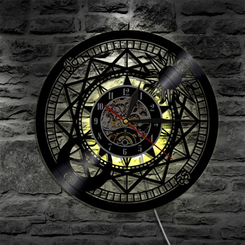 Астрономическо изкуство Часовник с винилова плоча Нетиктакащ стенен декор Бинокъл Телескоп Ретро подарък Творчески висящ часовник Стенен художествен часовник
