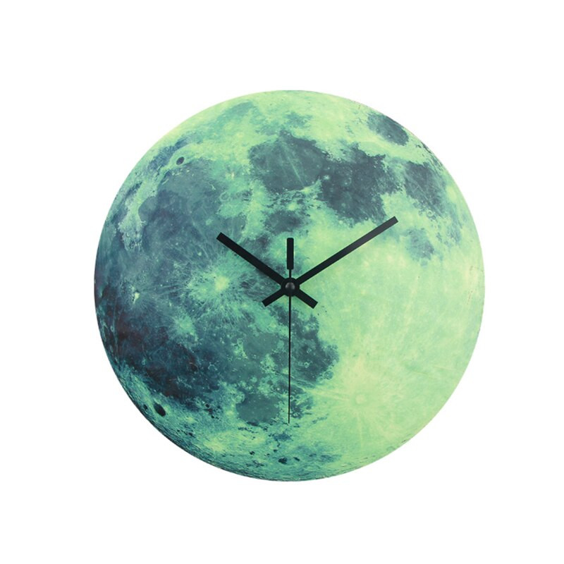 Naujas 3D šviečiantis didelis mėnulio fluorescencinis sieninis laikrodis, nuimamas laikrodis kvarciniai laikrodžiai šviečia tamsoje 30 cm didelio dydžio