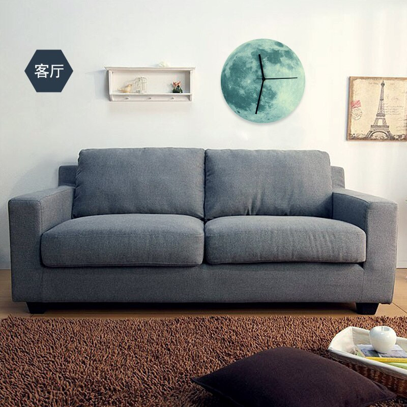 Naujas 3D šviečiantis didelis mėnulio fluorescencinis sieninis laikrodis, nuimamas laikrodis kvarciniai laikrodžiai šviečia tamsoje 30 cm didelio dydžio