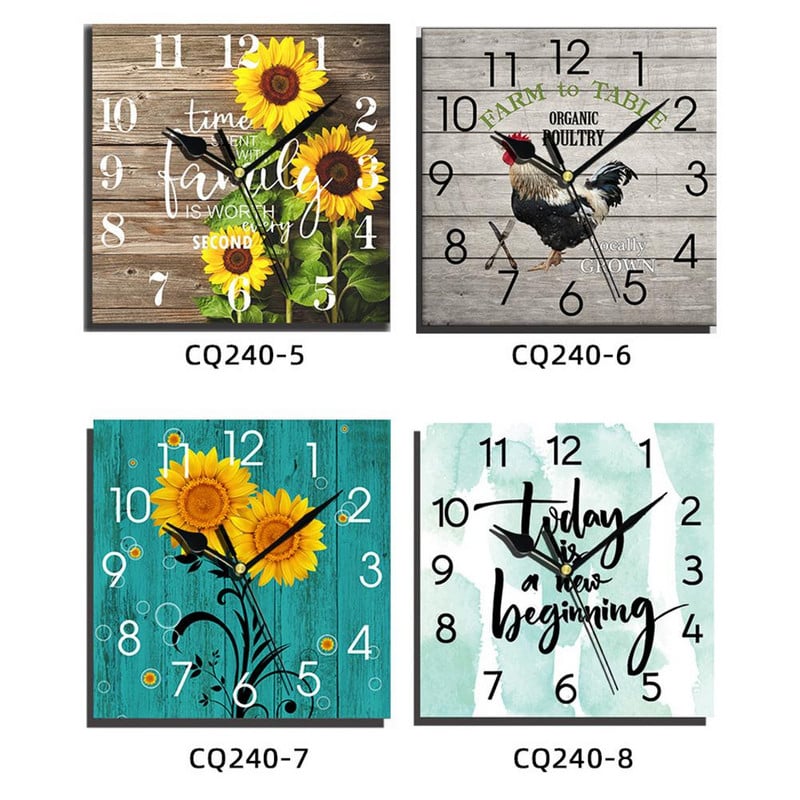 Fa négyzet alakú fali órák csendes, nem ketyegő elemmel működő, otthoni konyhához nappali irodai dekoráció