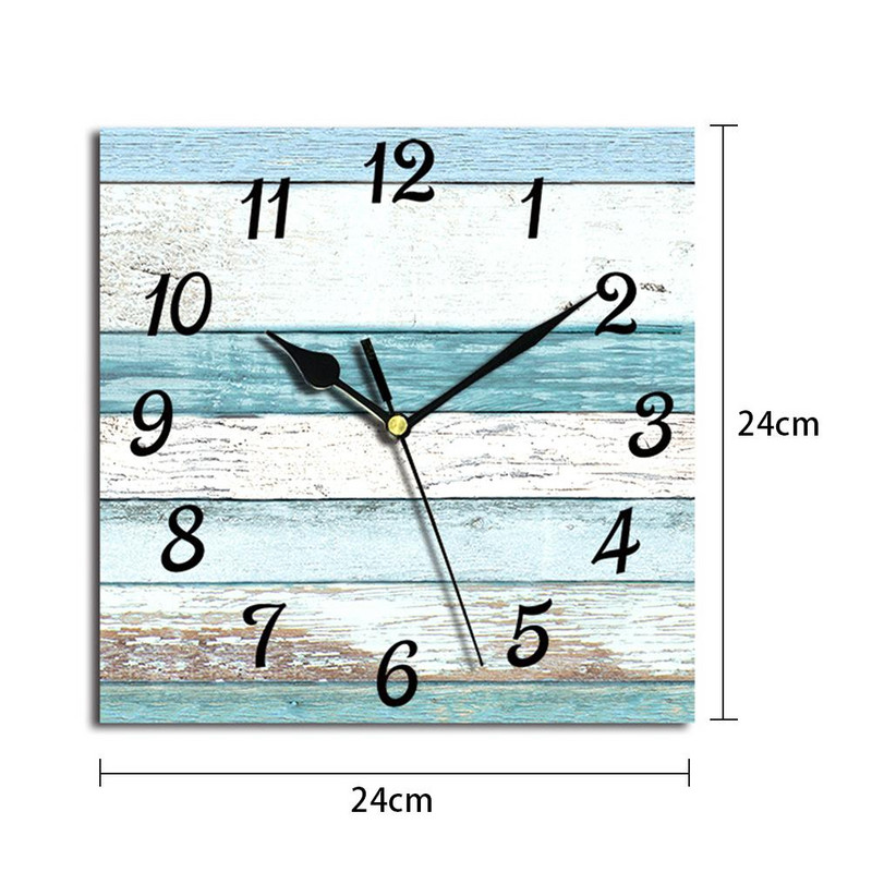 Fa négyzet alakú fali órák csendes, nem ketyegő elemmel működő, otthoni konyhához nappali irodai dekoráció