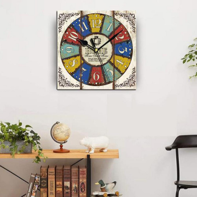 Fa négyzet alakú fali órák csendes, nem ketyegő elemmel működő, otthoni konyhához nappali irodai dekoráció