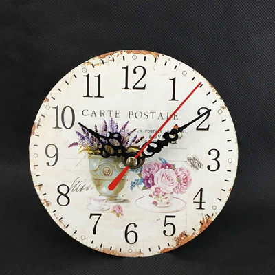 12 cm-es rusztikus irodai otthoni antik elegáns konyhai időzítő Vintage fa kopott falióra
