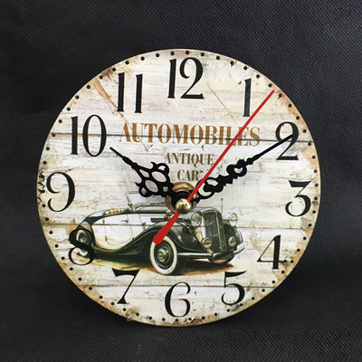 12 cm-es rusztikus irodai otthoni antik elegáns konyhai időzítő Vintage fa kopott falióra