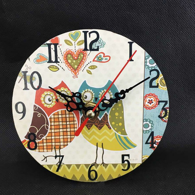 12 cm-es rusztikus irodai otthoni antik elegáns konyhai időzítő Vintage fa kopott falióra