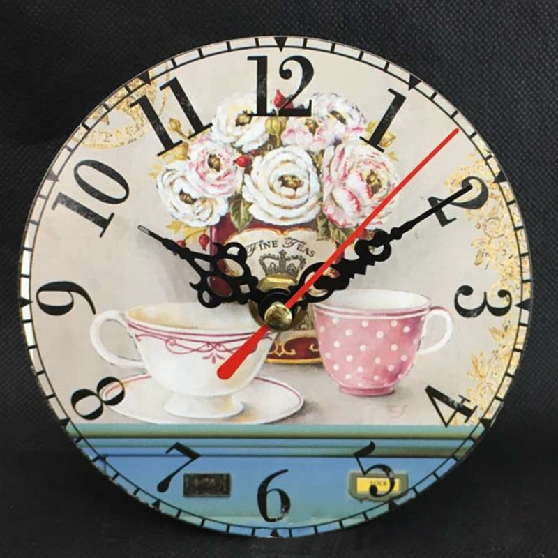 12 cm-es rusztikus irodai otthoni antik elegáns konyhai időzítő Vintage fa kopott falióra