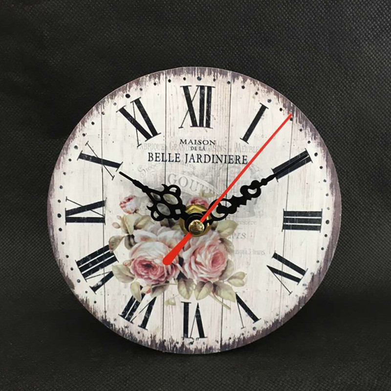 12 cm-es rusztikus irodai otthoni antik elegáns konyhai időzítő Vintage fa kopott falióra