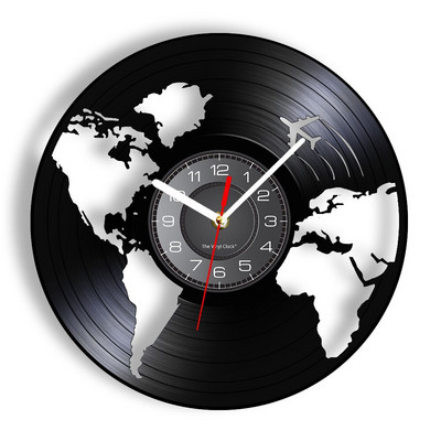 Ceas de perete 3D Pământ Hartă Glob Decor acasă Ceas de perete disc de vinil Harta lumii Interior Ceas modern Cadou de inaugurare