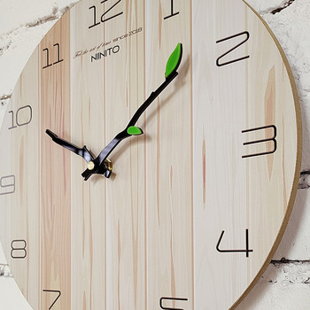 Прост стенен часовник с дървесни зърна Модерен дизайн Безшумен кварцов часовник Домашен хол Офис Кафе Декорация Художествен стенен часовник Часовник