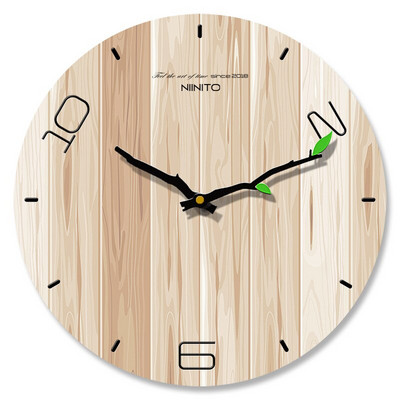 Paprastas medžio grūdų sieninis laikrodis Modernaus dizaino tylus kvarcinis laikrodis Namų svetainė Biuro kavinės apdaila Menas Sieninis laikrodis