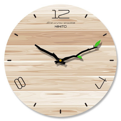 Paprastas medžio grūdų sieninis laikrodis Modernaus dizaino tylus kvarcinis laikrodis Namų svetainė Biuro kavinės apdaila Menas Sieninis laikrodis