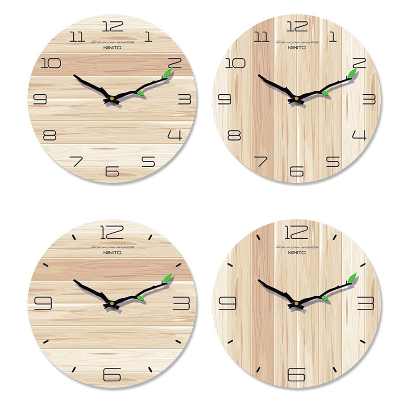 Paprastas medžio grūdų sieninis laikrodis Modernaus dizaino tylus kvarcinis laikrodis Namų svetainė Biuro kavinės apdaila Menas Sieninis laikrodis