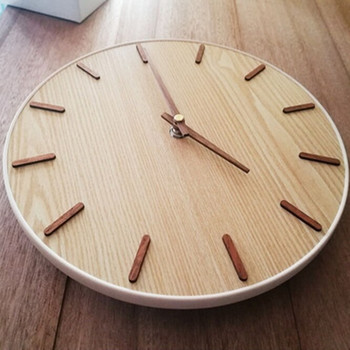 Японски стил 10 инча Mute дървен стенен часовник Часовник от масивно дърво Кварцов Висящ часовник Модерна декорация на дома Всекидневна спалня