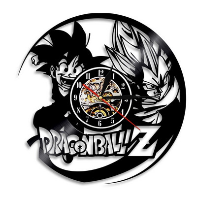 Anime κινουμένων σχεδίων Son Goku Kakarotto CD Βινυλίου Ρολόι τοίχου DIY Αφαιρούμενο ρολόι τέχνης Μαύρο Duvar Saati Διακόσμηση δωματίου