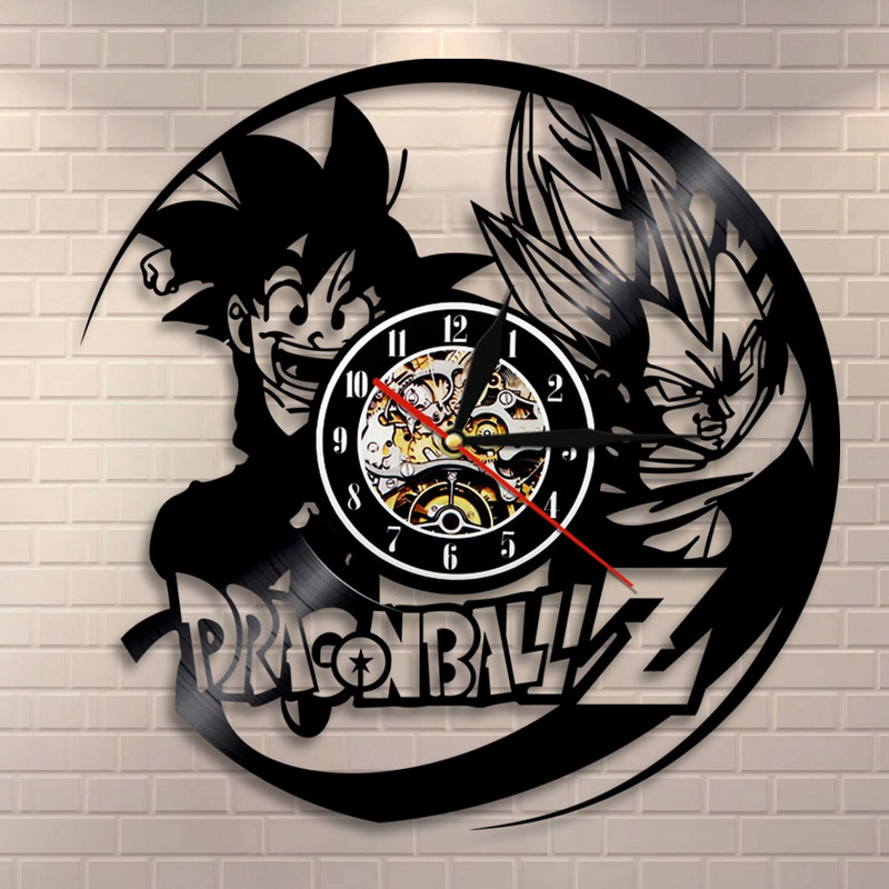 Rajzfilm Anime Son Goku Kakarotto CD bakelit lemez falióra barkácsolás kivehető műóra fekete Duvar Saati otthoni szoba dekoráció