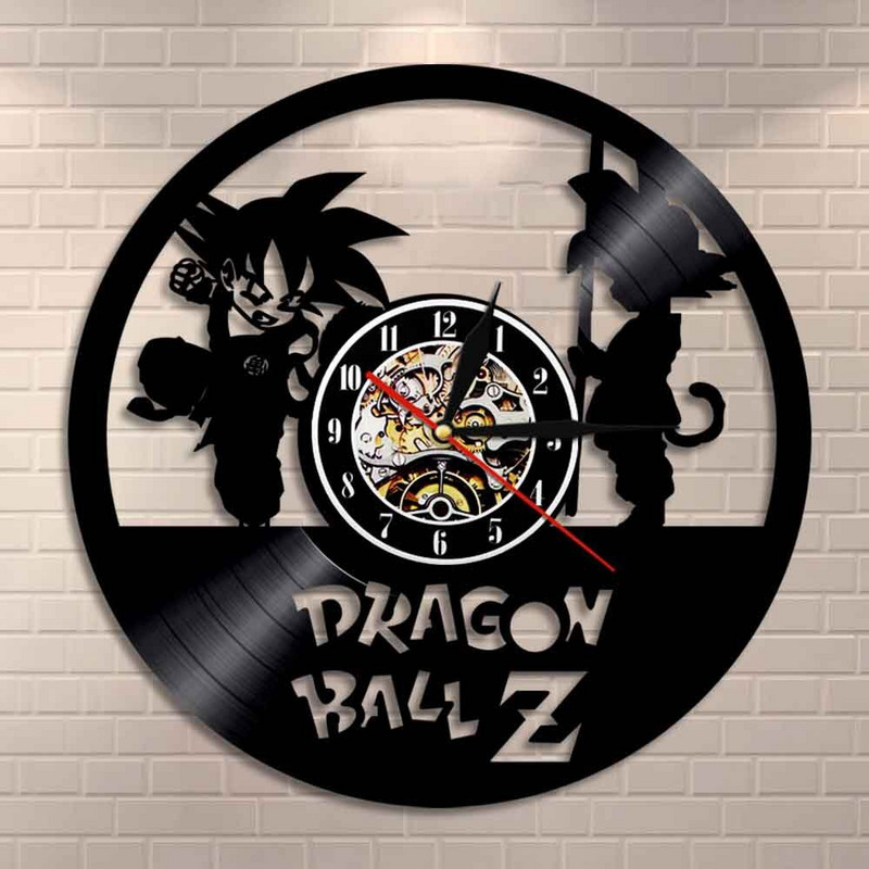 Rajzfilm Anime Son Goku Kakarotto CD bakelit lemez falióra barkácsolás kivehető műóra fekete Duvar Saati otthoni szoba dekoráció