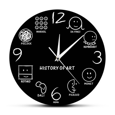 History Of Art Vintage Wall Clock Da Vinci Picasso Van Gogh Warhol Muesum Modern Art Artist Decorative Wall Watch Art Lover Gift