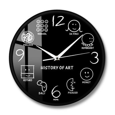 A művészet története Vintage falióra Da Vinci Picasso Van Gogh Warhol Múzeum Modern Művészet Dekoratív falióra Ajándék művészet szerelmeseinek