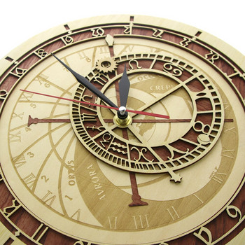 Пражки астрономически часовник Дървен стенен часовник Old Town City Hall Чешка република Домашен декор Астрономия Стенно изкуство Безшумен кварцов часовник