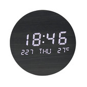 Csendes fa LED digitális óra Nappali falióra Hőmérséklet Dátum Hét Kijelző Ébresztőóra Otthoni Hálószoba Dekoratív óra