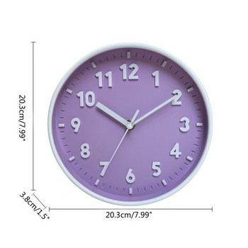 8-инчов модерен прост стенен часовник Безшумни часовници с часовник в бонбонени цветове Орнамент за дома, спалнята, общежитието, декор на всекидневната