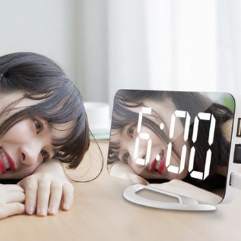 Δονούμενο επιτραπέζιο ρολόι για βαρείς κοιμώμενους Φορτιστής τηλεφώνου Ξυπνητήρι Δονούμενος Φορτιστής Τηλεφώνου για Κωφούς Κωφούς Αναβολή Καθρέφτης USB LED Ξυπνητήρι Ψηφιακή οθόνη