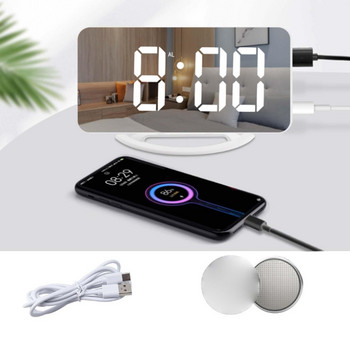 Δονούμενο επιτραπέζιο ρολόι για βαρείς κοιμώμενους Φορτιστής τηλεφώνου Ξυπνητήρι Δονούμενος Φορτιστής Τηλεφώνου για Κωφούς Κωφούς Αναβολή Καθρέφτης USB LED Ξυπνητήρι Ψηφιακή οθόνη