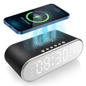 LED elektromos ébresztőóra telefon vezeték nélküli töltő asztali digitális hőmérő HD tüköróra időmemóriával 15W gyorstöltés